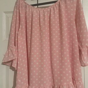 Chris & Carol Pink and White Polka Dot Top